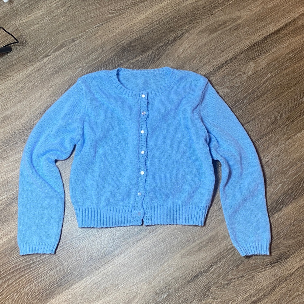 SHEIN Sky Blue Button-Up Cardigan